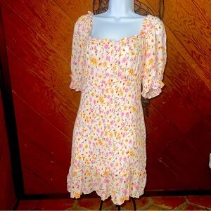 Lily Rose XXL Smocked Floral Puff Sleeve Bodycon Dress Square Neck Cottagecore